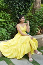 LIME YELLOW TIERED DRESS