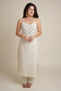 IVORY MIRROR WORK KURTI PANT SET