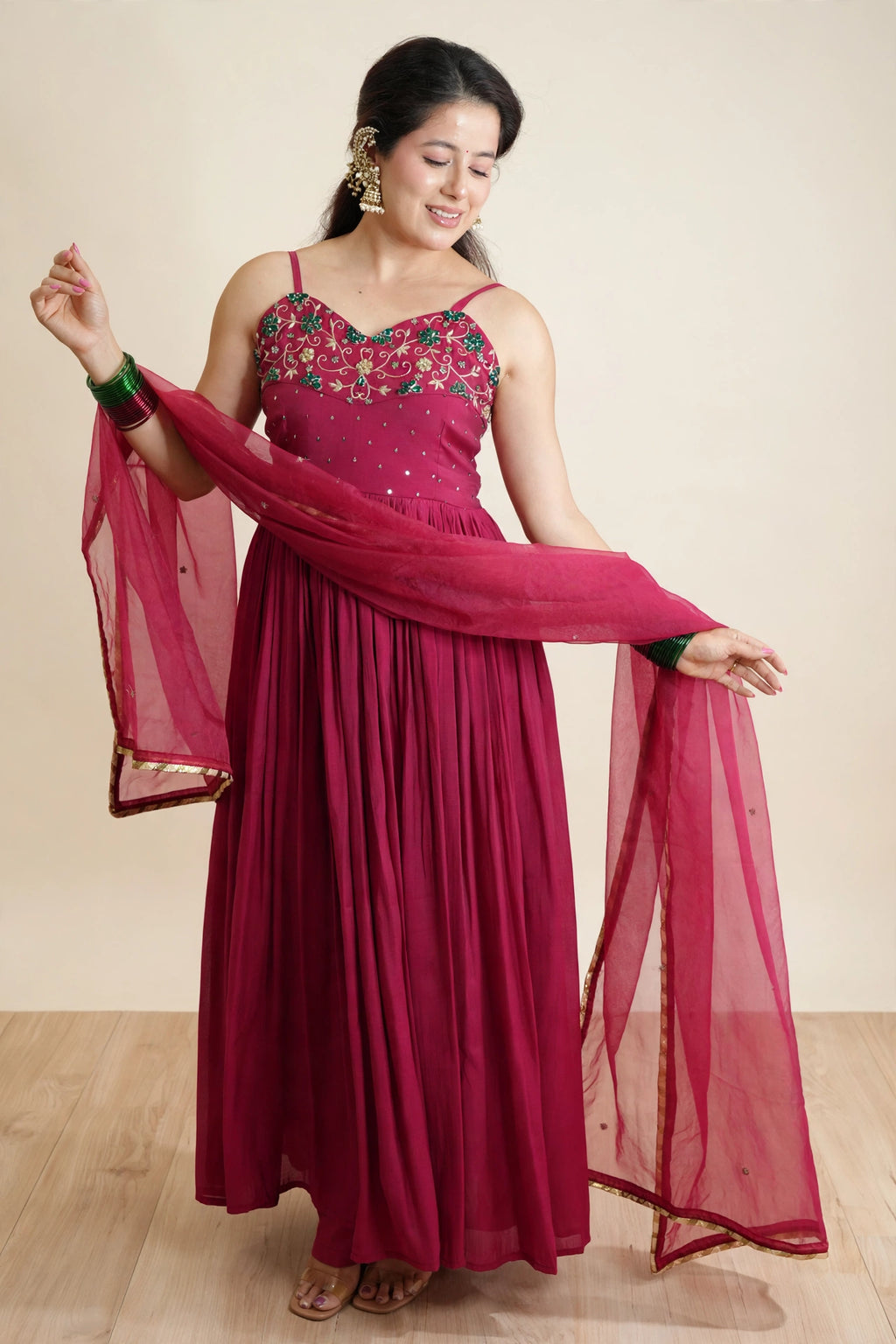 REHMAT CHANDERI EMBROIDERED SUIT SET