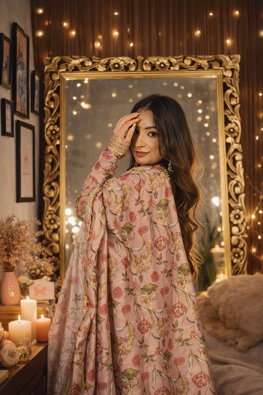 FLAMINGO CHANDERI SUIT SET