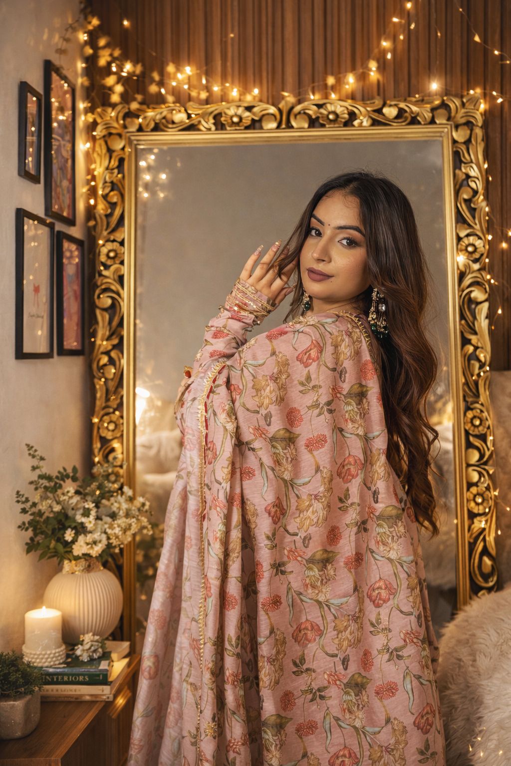 FLAMINGO CHANDERI SUIT SET