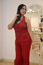 BACKLESS LINEN COORD SET