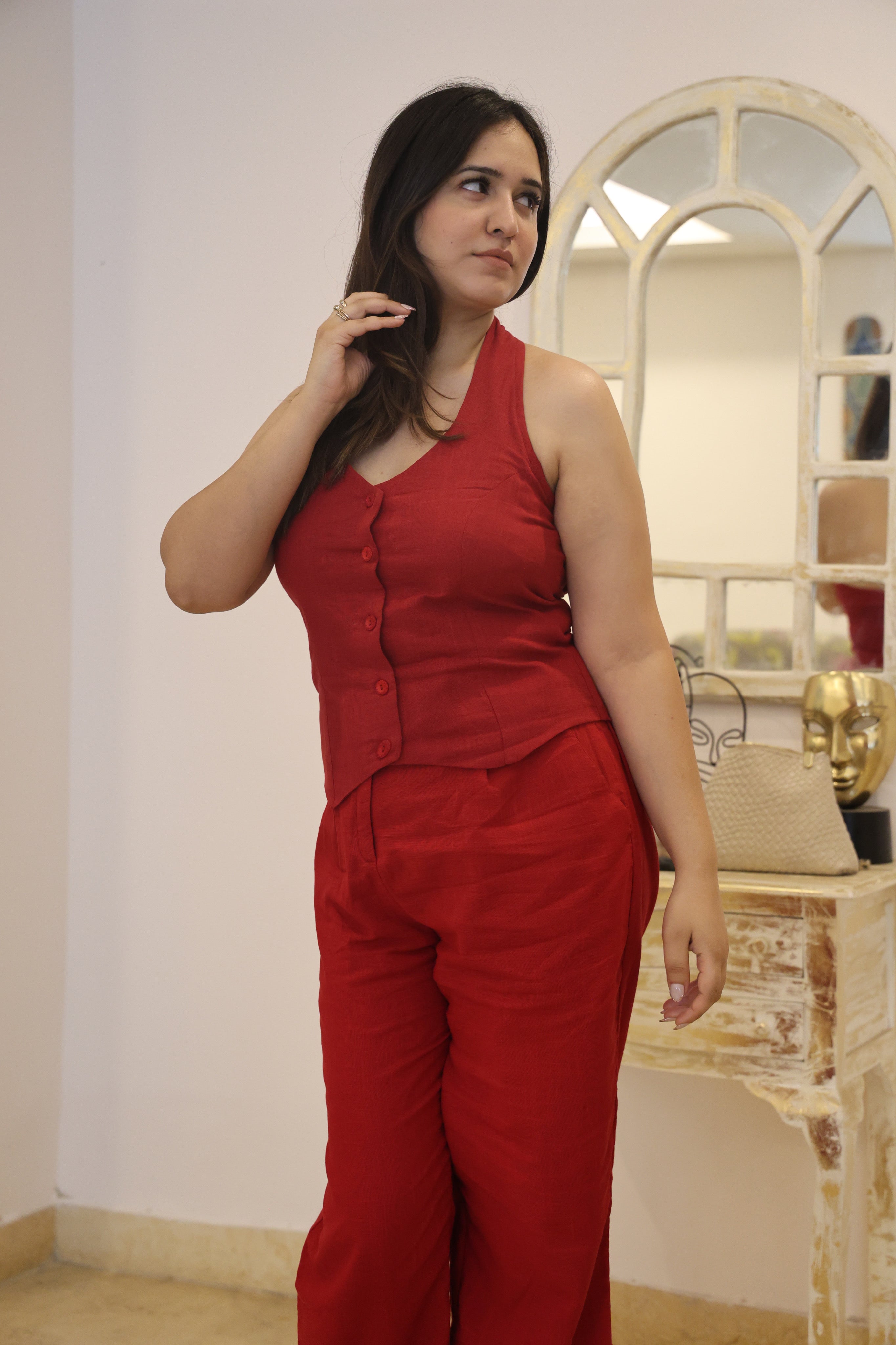 BACKLESS LINEN COORD SET