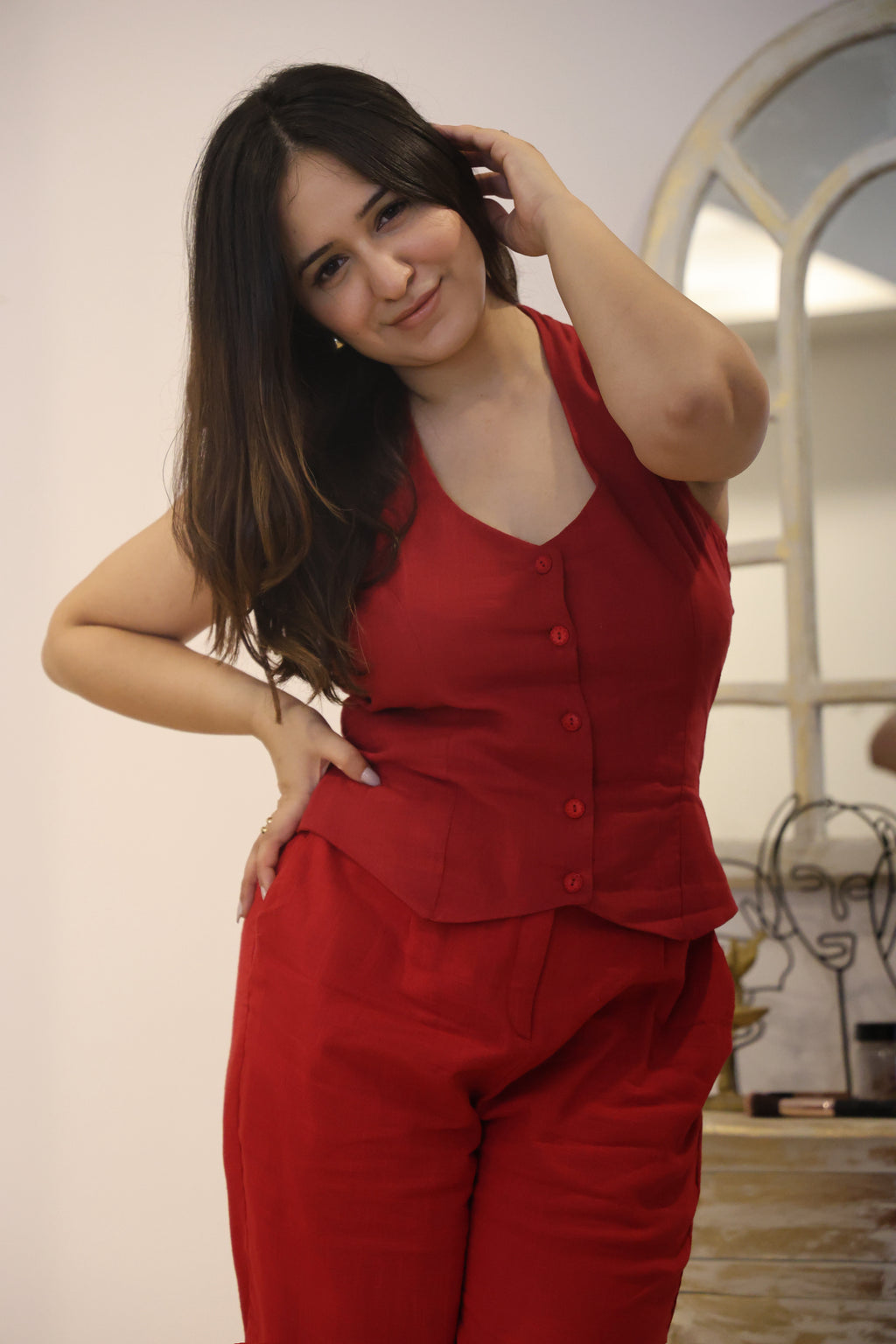 BACKLESS LINEN COORD SET