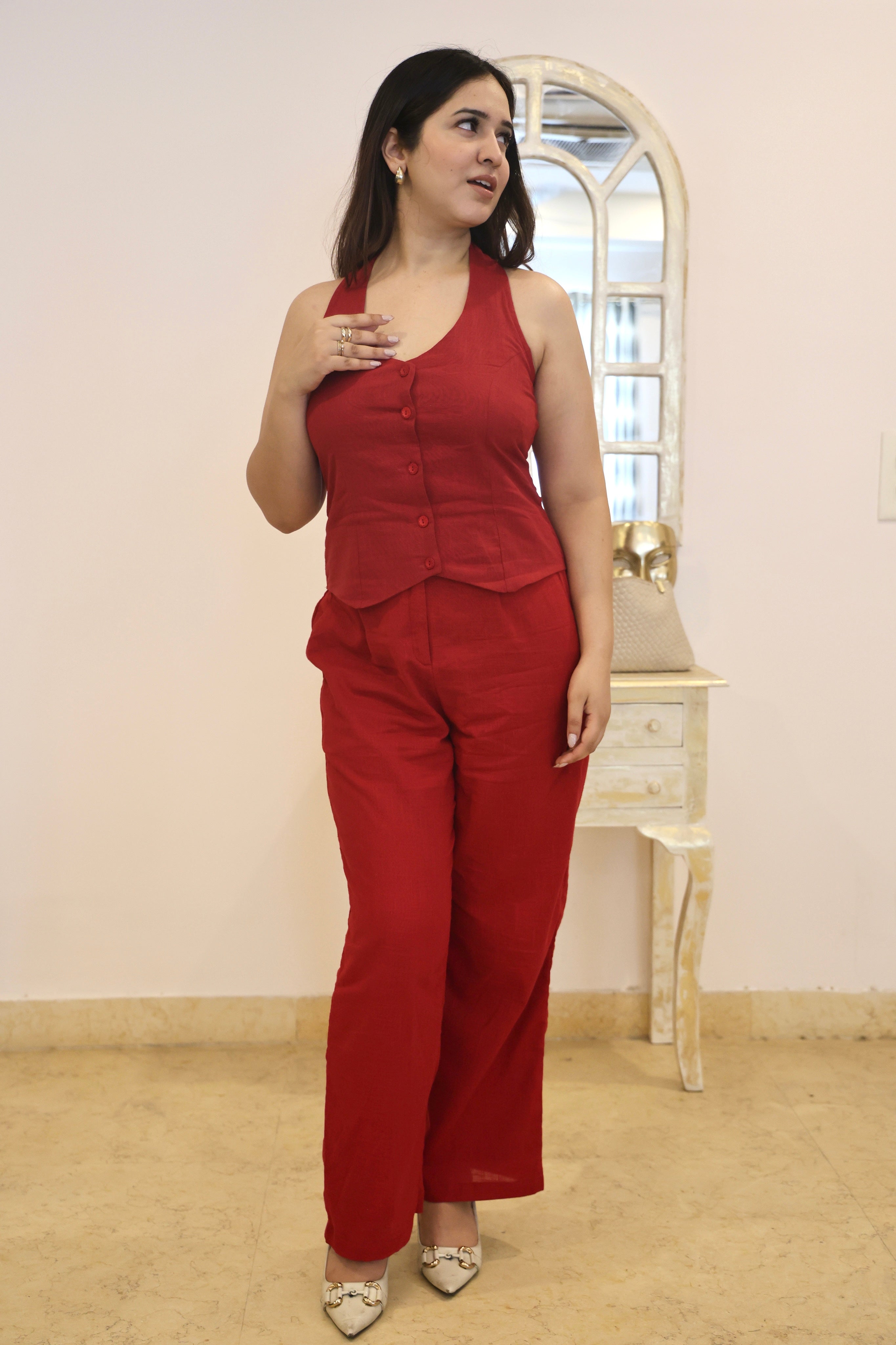 BACKLESS LINEN COORD SET