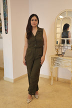 OLIVE GREEN LINEN COORD SET