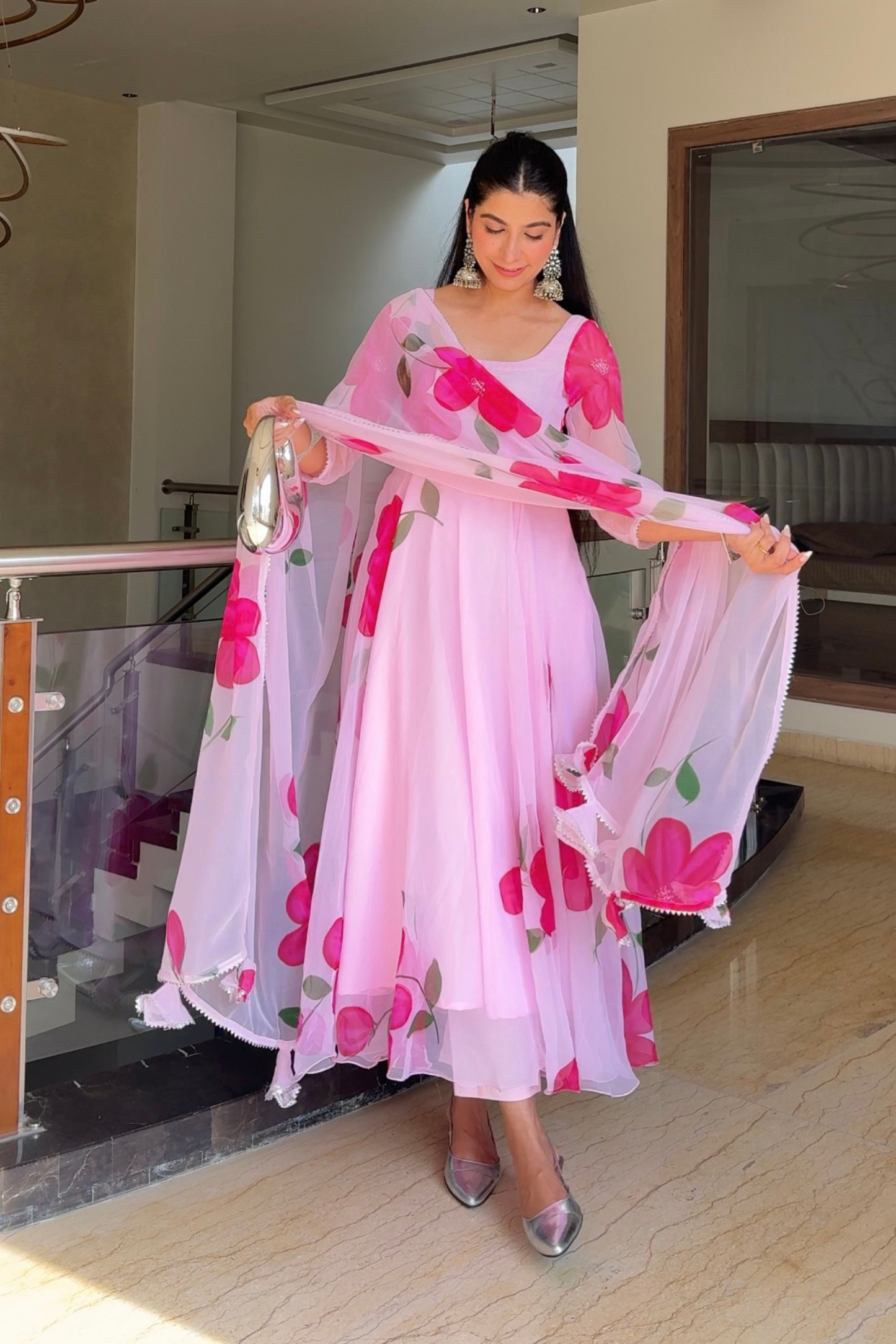 RANI HANDPAINTED PURE GEORGETTE SUIT SET
