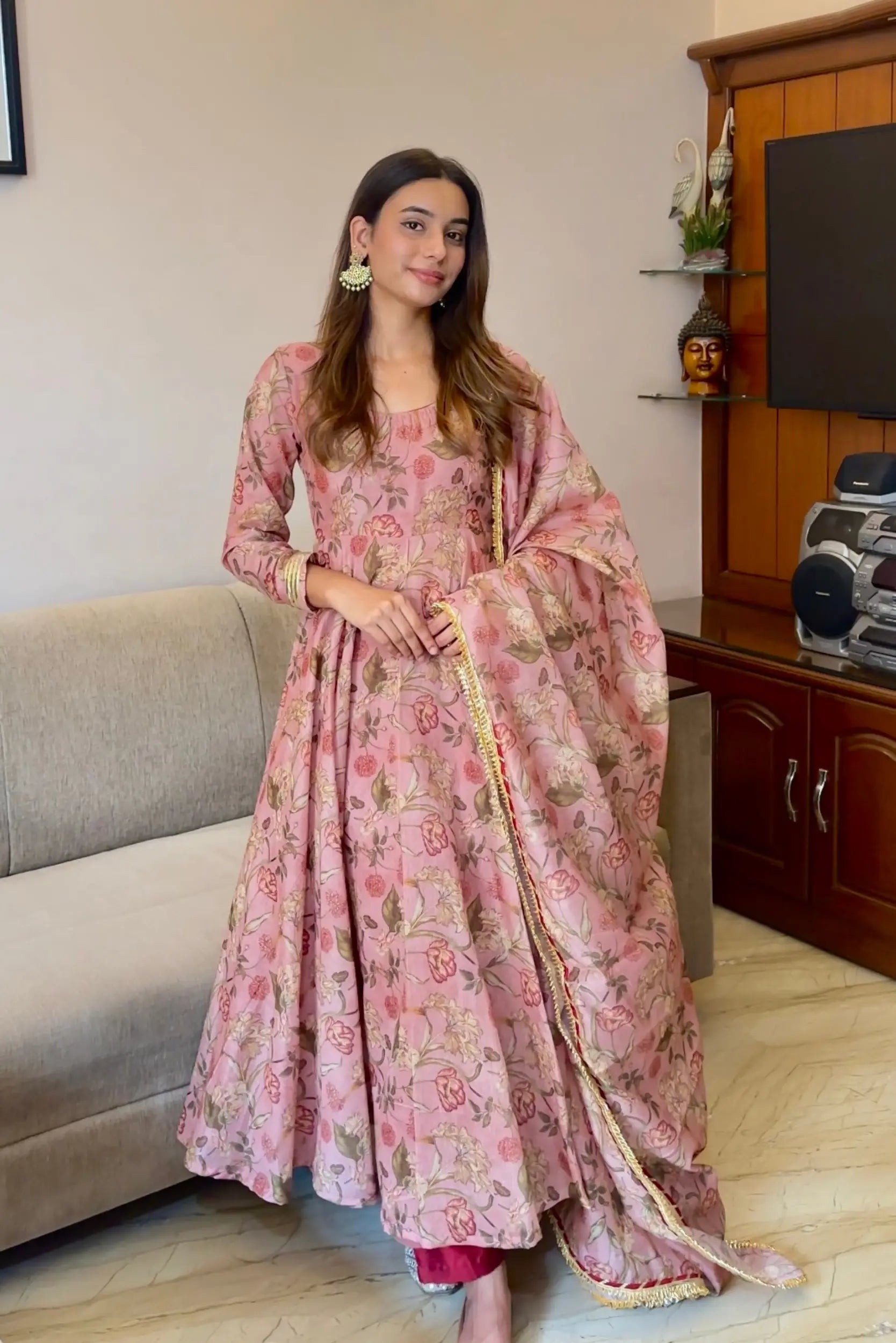 FLAMINGO CHANDERI SUIT SET