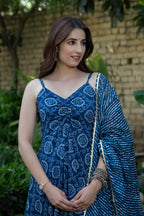 BLUEBERRY BANDHANI COTTON SUIT SET