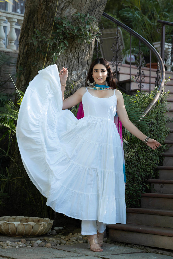 SNOWWHITE COTTON TIERED SUIT SET