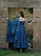 BLUEBERRY BANDHANI COTTON SUIT SET
