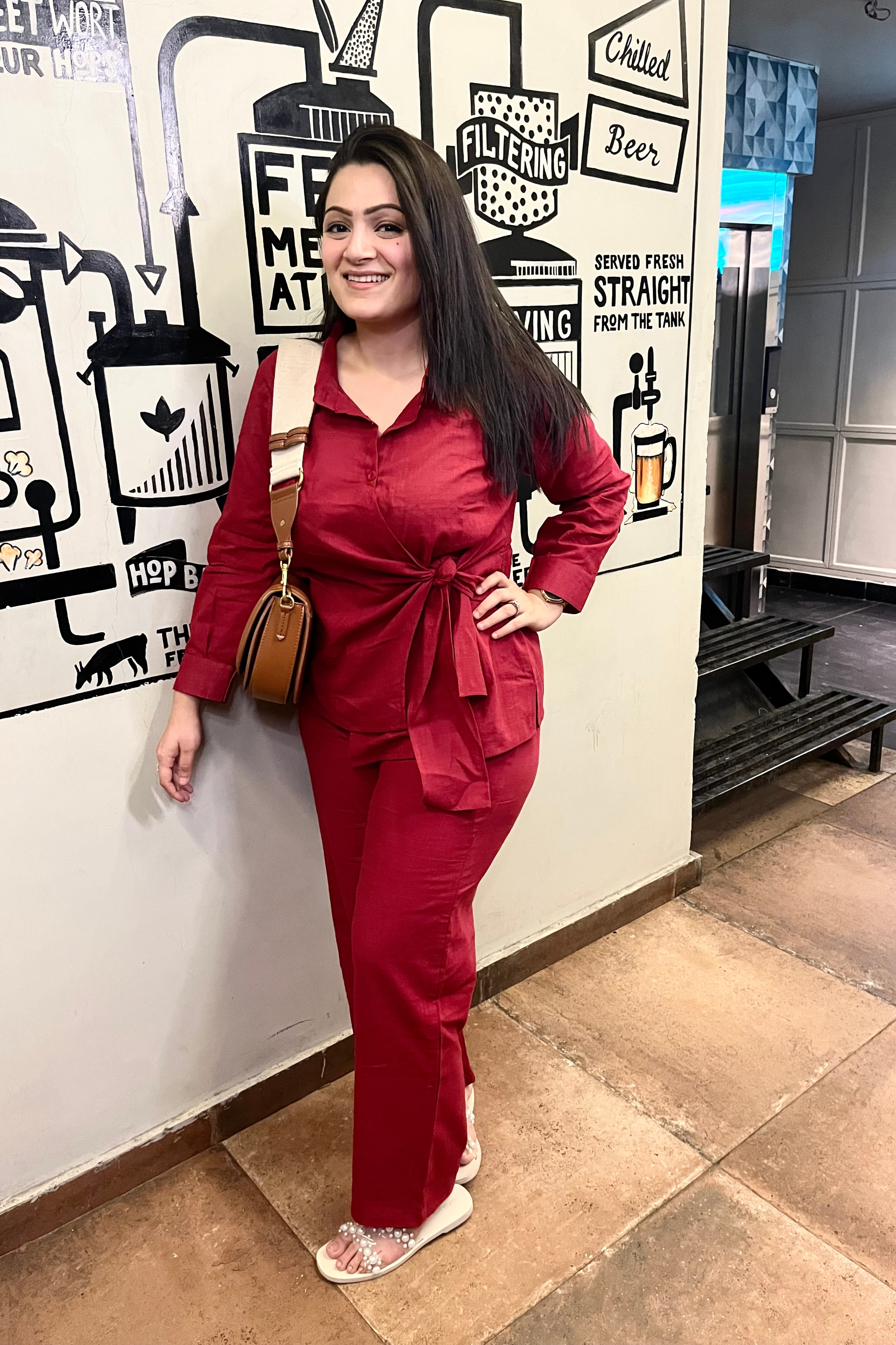 RED WINE KNOTTED COORD SET