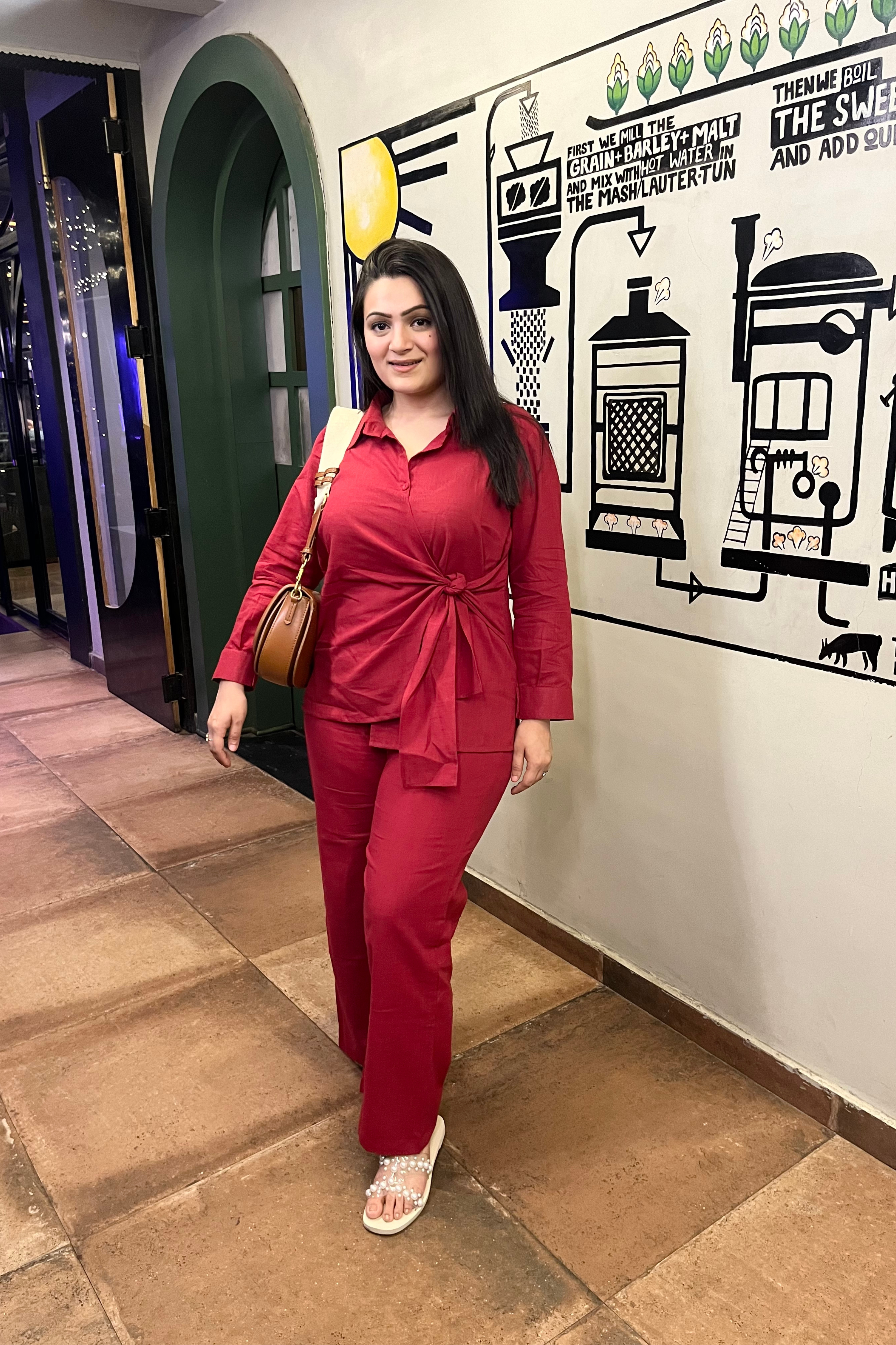 RED WINE KNOTTED COORD SET