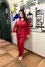 RED WINE KNOTTED COORD SET