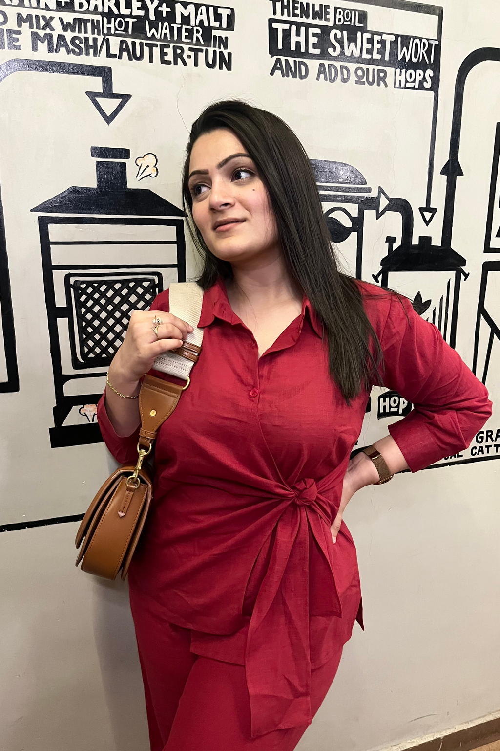 RED WINE KNOTTED COORD SET