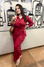 RED WINE KNOTTED COORD SET