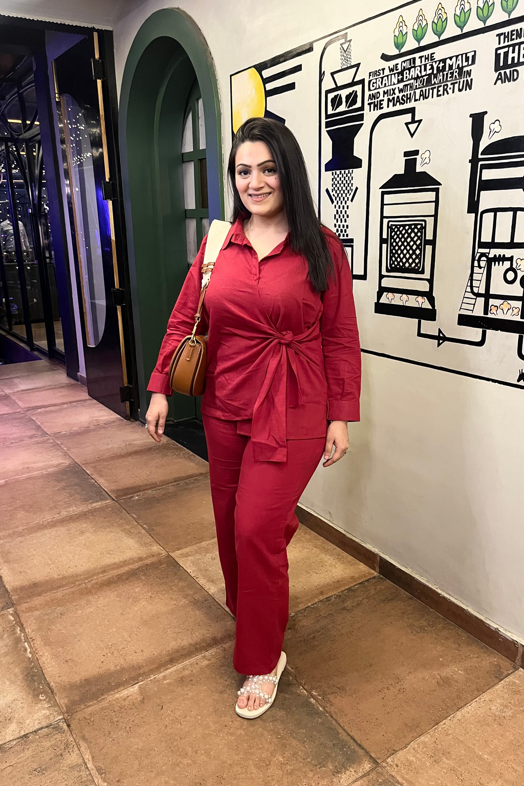 RED WINE KNOTTED COORD SET